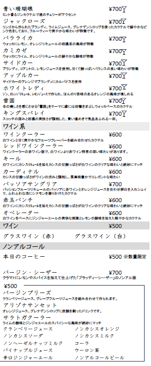 メニューの画像です。